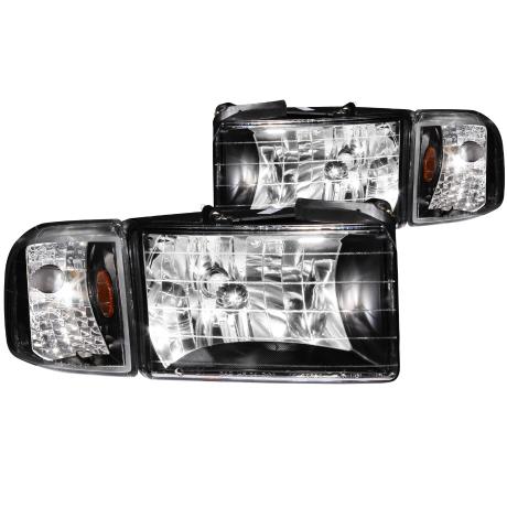 Anzo Crystal Black Headlights 94-01 DODGE RAM W/O SPORT PACKAGE - Click Image to Close